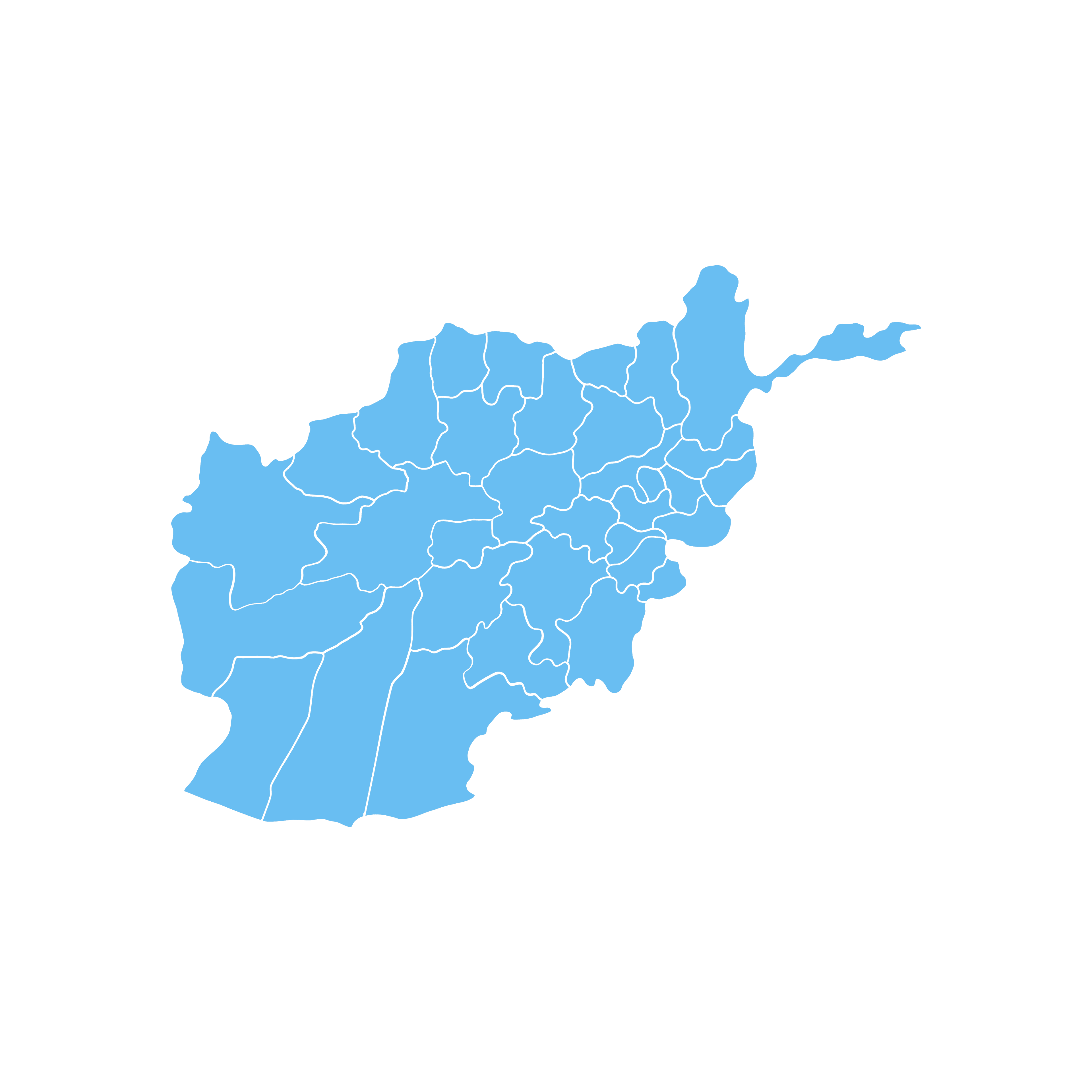 Map of Afghanistan showing provincial boundaries