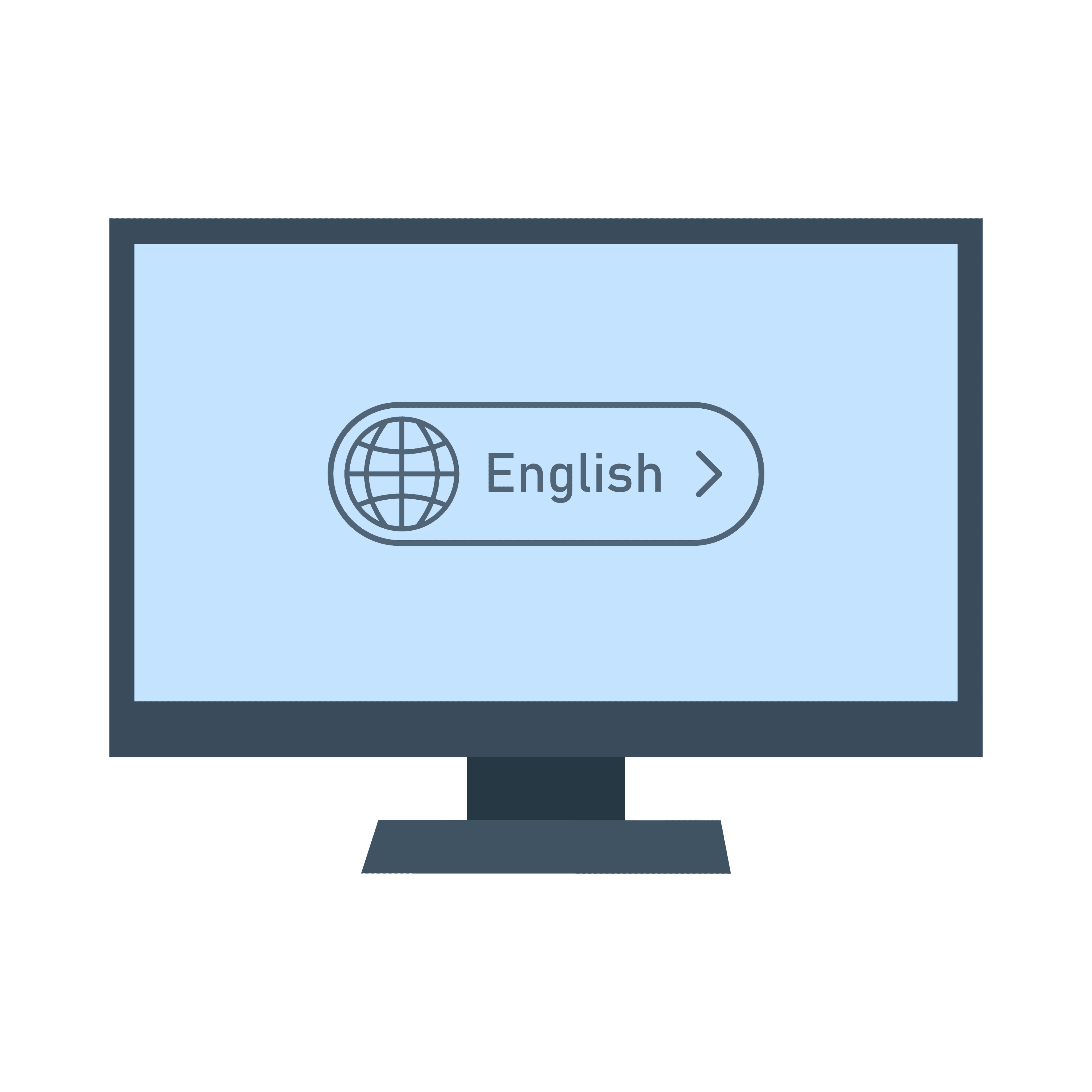 Computer monitor showing English language training