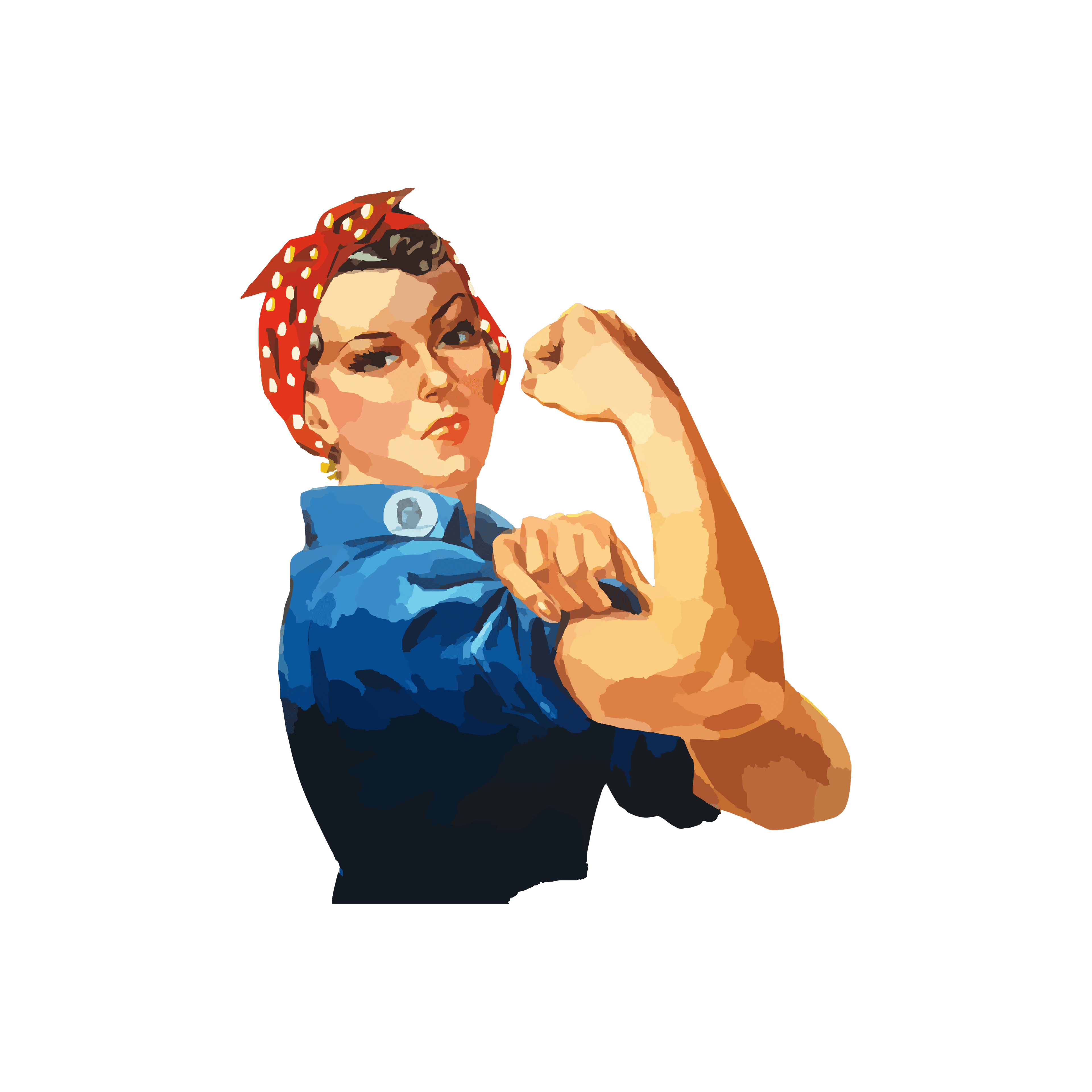 Illustration of a woman flexing her arm, representing confidence and practical skills